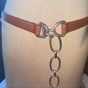 Vintage! BELT Leather Brown Belt with pewter toned front hardware